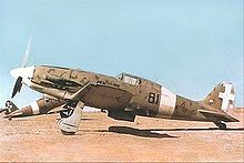 Airplane Picture - An early Macchi C.202 (note lack of radio mast) of 81 Squadriglia, 6 Gruppo, 1 Stormo CT; this photo appears to have been taken in Libya.