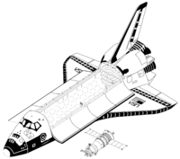 Airplane Picture - Space Shuttle Orbiter and Soyuz-TM (drawn to scale).