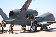 Aircraft Picture - A maintenance crew prepares a Global Hawk for a test at Beale Air Force Base