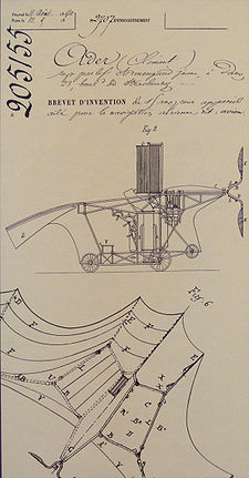 Aviation History - Clment Ader - Clement Ader's Eole French patent 205155, 19 April 1890.