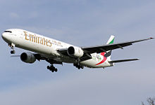 Airplane Picture - An Emirates 777-300 landing at London Heathrow Airport