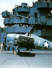 Airplane Pictures - Grumman F6F-3 Hellcat on the USS Yorktown (CV-10) in late 1942. Non-specular blue-grey over light-grey scheme