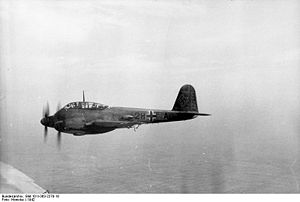 Airplane Picture - A Luftwaffe Me 210 A-1 of the Versuchsstaffel 210 test squadron, over France in 1942