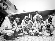 Airplane Pictures - Pilots of the elite, all-African American 332nd Fighter Group (the Tuskegee Airmen) at Ramitelli, Italy. From left, Lt. Dempsey W. Morgran, Lt. Carroll S. Woods, Lt. Robert H. Nelron, Jr., Capt. Andrew D. Turner and Lt. Clarence P. Lester