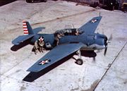 Airplane Pictures - TBF-1 Avenger early in 1942. Note the red spot centered in the US national insignia, which was removed just before the Battle of Midway